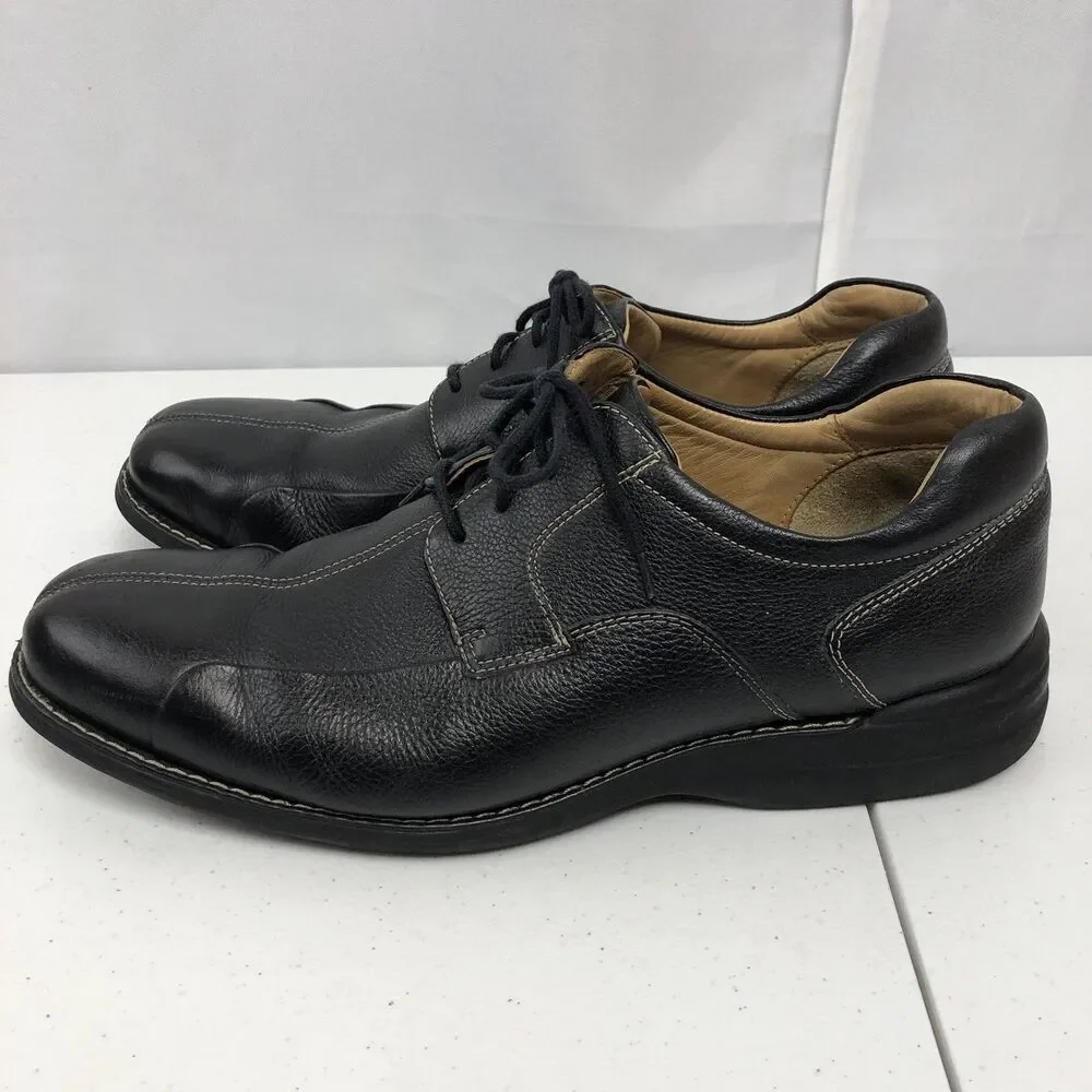 Johnston & Murphy Mens 13 M Black Comfort Shuler Bike Toe Oxford Shoes 207222